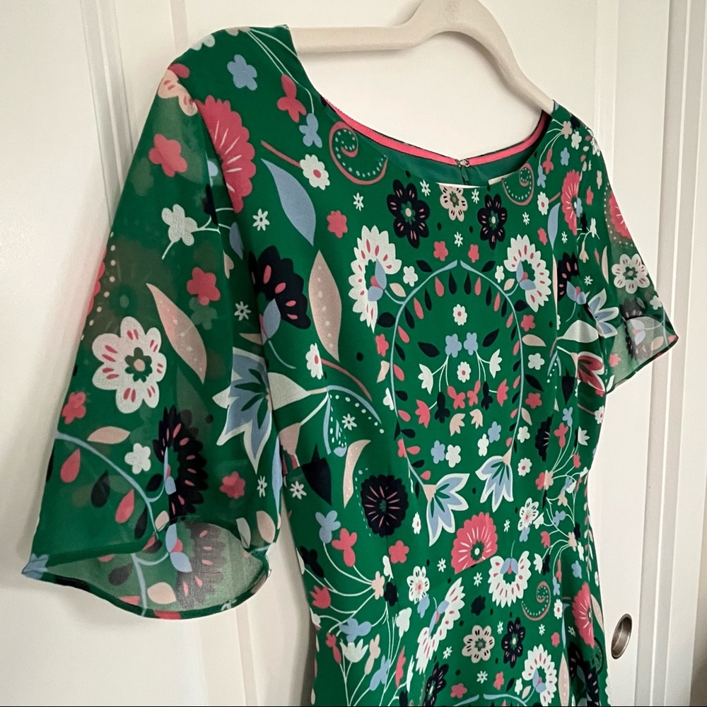 BODEN Green Floral Katherine Midi Dress | Size 2